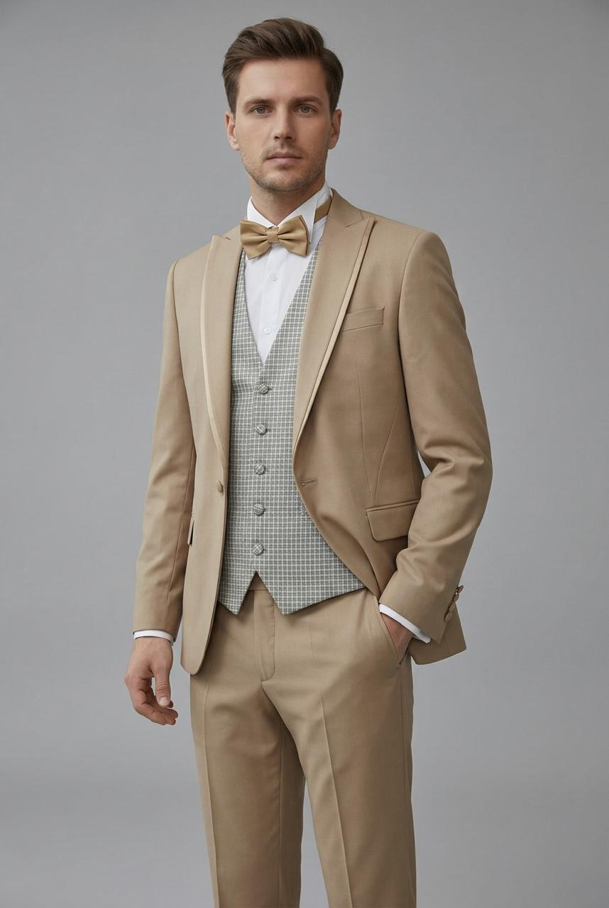 Costume Cérémonie Beige – 3 Pièces