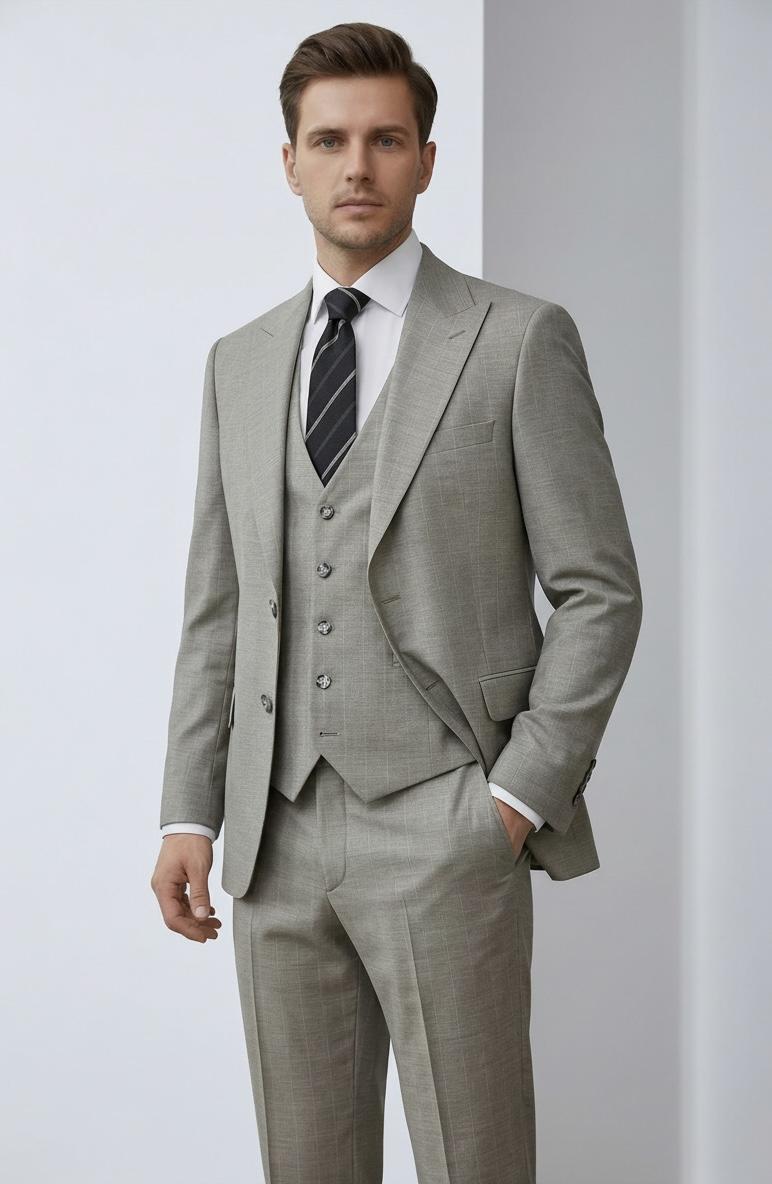 Costume Gris Beige – 3 Pièces