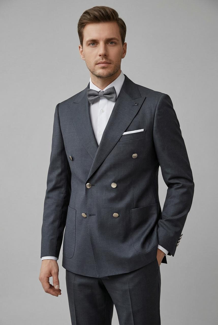 Costume Croisé Gris