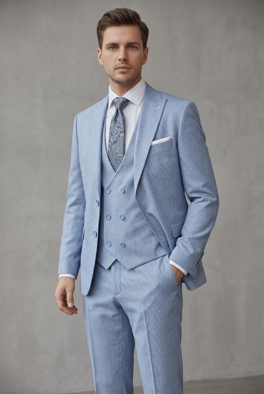 Costume Bleu Ciel – 3 Pièces